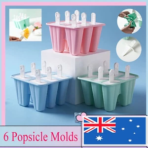 Silicone Ice Cream Mould Block 6 Cavity Frozen Molds Icy Pole Jelly Ice Lolly HG - Picture 1 of 20