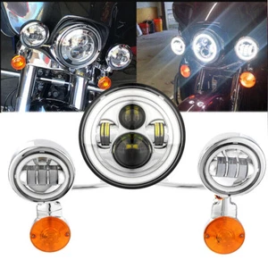 7" Led Headlight + 4.5" Passing Lights Bar For Yamaha Royal Star Venture XVZ1300 - Picture 1 of 12