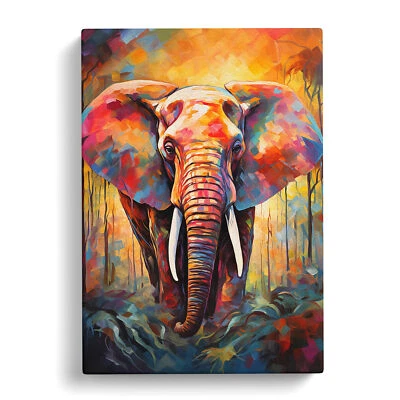 Elephant Expressionism No.2 Canvas Wall Art Print Framed Picture Home Decor - Image 1 of 4
