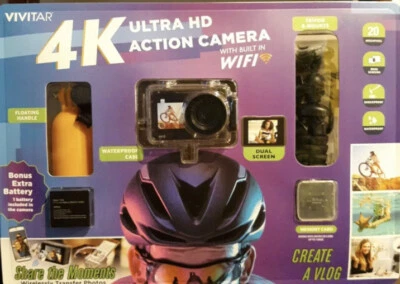 Vivitar 4K Ultra HD Action Camera Kit with Built-in WiFi New In Box - Image 1 of 4