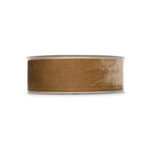 Natural Velvet Fabric Ribbon 38mm (1.5 inch) wide x 9.5m (10.4yd) roll - Picture 1 of 3