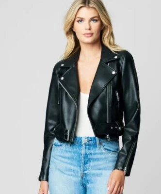 New BlankNYC For Keeps Moto Jacket Womens S Black Belted Vegan Leather Blank NYC - Image 1 of 4