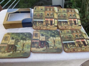 Pimpernel Parisian Scenes Set of 5 Square Coasters, Cork Backed, Only 5 NEW - Picture 1 of 5
