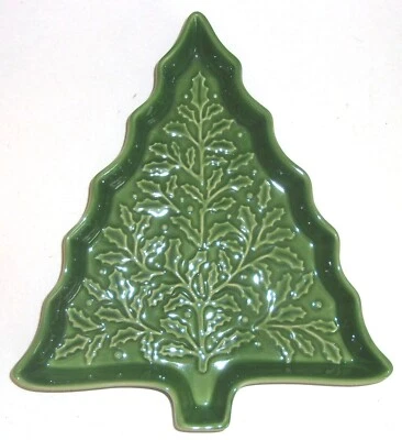 Hallmark Green Ceramic Christmas HOLLY TREE Serving Dish 10.5" Tall - Image 1 of 2