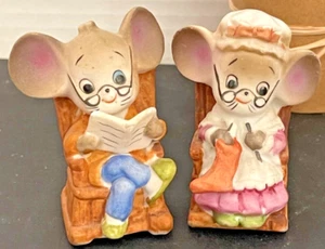 Vintage Keramik Homco Oma & Opa Mäuse in Schaukelstühlen Figurenset - Bild 1 von 5