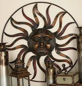 Metal Rustic Sun Garden Indoor Outdoor Patio Garden Decor Wall Art Sculpture NEW - Picture 1 of 12