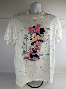 Vintage Walt Disney MINNIE MOUSE Paint Splatter T-shirt Single Stitch XL - Picture 1 of 10