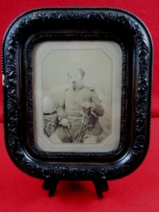 Original WWI German Officer Cabinet Card Photo In Nice Wood Glass Frame - Bild 1 von 7