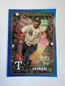 2024 Topps Holiday - Blue Metallic Glitter #H116 Marcus Semien - Picture 1 of 2