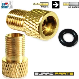 2 x BRASS ADAPTOR PRESTA TO SCHRADER BICYCLE VALVE CONVERTER BIKE PUMP CONNECTOR - Picture 1 of 3
