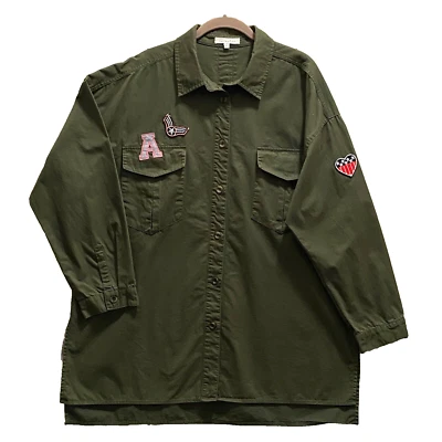 Camisa Militar Chaqueta Mediana Verde Ejército Chamarra Parches Algodón Gran Tamaño Corazón d Foto 1 de 4