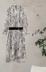 NWTZARA SNAKESKIN PRINT SATIN EFFECT DRESS WITH LONG SLEEVES - Picture 1 of 6