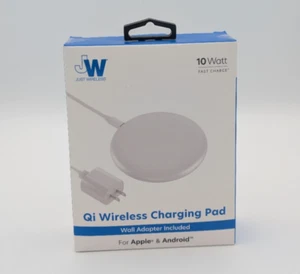Almohadilla de carga inalámbrica Qi Just Wireless 10 W carga rápida + adaptador de pared cable de 6 pies - Imagen 1 de 3