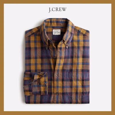 NUEVO CON ETIQUETAS - J. Camisa clásica de sarga cepillada de manga larga CREW para hombre, amarilla talla M - $98 Foto 1 de 4