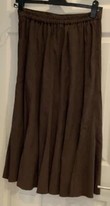 New Joanna Hope Half Elasticated Faux Suede Skirt Brown Size 30” Waist - Picture 1 of 7