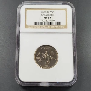 1999 D DELAWARE State Statehood Quarter Coin MS67 NGC Brown Label Holder - Picture 1 of 4