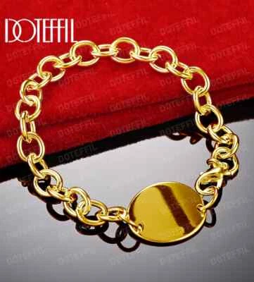 DOTEFFIL 18K Gold Oval Pendant Bracelet Wedding Engagement Party Jewelry - Image 1 of 3