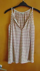 Max Studio Top V-Neck Supersoft Sleeveless Striped XS Ch 32-34" Red Mix BNWoT - Picture 1 of 1