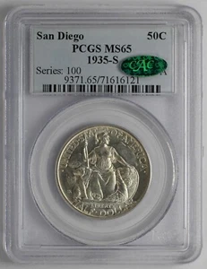 1935 S San Diego Silver Half Dollar PCGS MS65 CAC Series: 100 Coin: 40A - Picture 1 of 5
