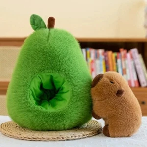 Cute Capybara Stuffed Plushie Toy In Avocado Hut Plush Doll Stuffed Animal Gift - Picture 1 of 10