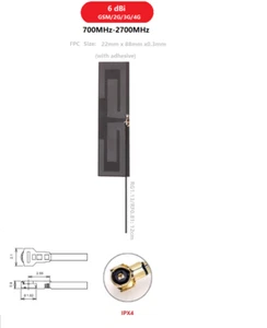 Cable 22x80mm FPC Atenna 6 dBi GSM/3G/4G 12cm (RF1.13) con conector U.FL - Imagen 1 de 3