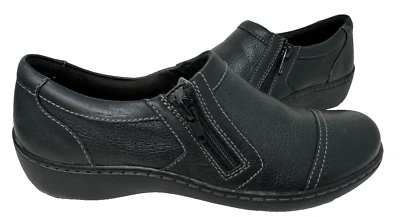 Clarks Women's Cora Giny Cushioned Zip Up Leather Loafers Black Size:8 155LN - Image 1 of 4