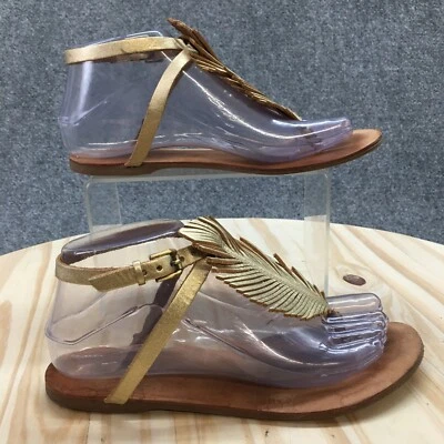 Corso Como Sandals Womens 6 M Edgar Thong Ankle Strap Gold Feather Buckle Strap - Image 1 of 4