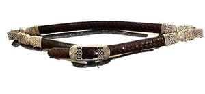 Vintage Brighton Leather Belt Reversible Black Brown Celtic Knot Sz Small Boho - Picture 1 of 19