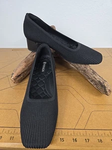 Zapatos de salón VIVAIA Melody talla US9/EUR41 negro tela acanalada profesional punta cuadrada usados en excelente estado  - Imagen 1 de 20