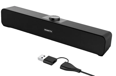 Doppio Altoparlante Soundbar Bluetooth TYPE-C e USB,Computer PC Portatile TV NERO NUOVO - Immagine 1 di 4