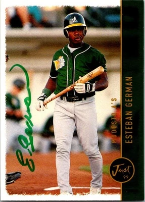 Esteban German 1999 Just #182 Modesto A's Auto Hand Signed - Image 1 of 2