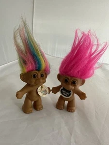 Russ 3” Good Luck & Rainbow Troll Dolls - Lot of 2 - Vintage 90s NWT - Picture 1 of 7