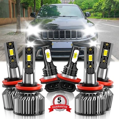 For Jeep Grand Cherokee 2018-2021 Front LED Headlight + Fog Light Bulb 26000LM - Image 1 of 4