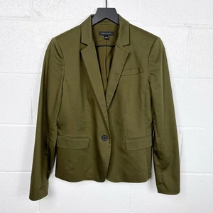 Ann Taylor One Button Blazer Womens 6 Olive Green Tailored Stretch - Picture 1 of 8