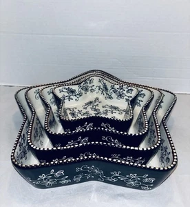 4 Temptations Floral Lace Star Nesting Cake Pans Casserole Serving Dishes Black - Picture 1 of 10