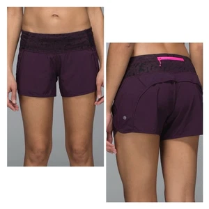 Lululemon Run Times Short *4-way Stretch 4" Black Cherry Star Schiacciato 4 W7A03S - Foto 1 di 19