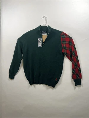 Glenmuir 1/4 Zip Golf Jumper Mens XL Tartan Green Wool - Image 1 of 4