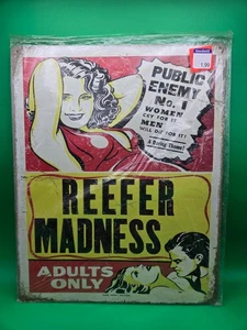 REEFER MADNESS Vintage Marijuana Movie Tin Weed Sign, 15” x 12” - Picture 1 of 1