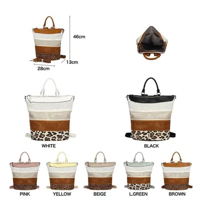 DAMEN SHOPPER City RUCKSACK Umhängetasche Multicolor Schultertasche LEO Muster - Bild 1 von 3