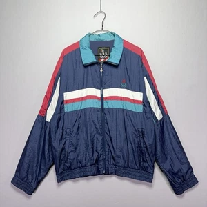 VTG 80s / 90s USA Olympics Track Jacket - Zip Up - Navy Blue Striped - LARGE XL - Picture 1 of 5