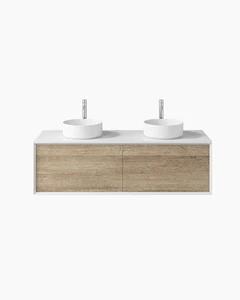 Bathroom 1500 Vanity Matte White Timber Bath Cabinet Wall Hung Mounted Top Basin - Picture 1 of 23