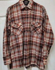 Vintage Lord James Button Up Hemd Herren L braun kariert Flanell Wollmischung warm - Bild 1 von 16