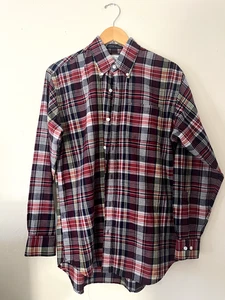 J. Press Madras Button Down Shirt Red Size Medium Ivy Preppy - Picture 1 of 11