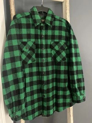 Chaqueta Abrigo Camisa Lana Caza Para Hombre LL Bean Green Buffalo Cuadros De Colección M  Foto 1 de 4