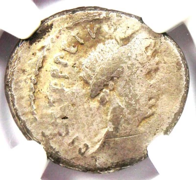 Julius Caesar AR Denarius (P. Sepullius Macer) Coin 44 BC - Certified NGC Fine - Image 1 of 4