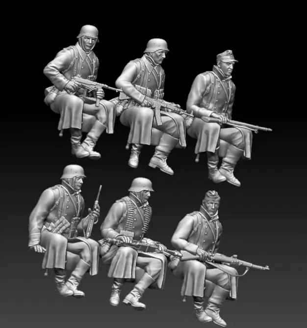 Kit modelo soldado alemán montado en vehículo escala 1/35 Segunda Guerra Mundial 6 figuras resina impresa Foto 1 de 1