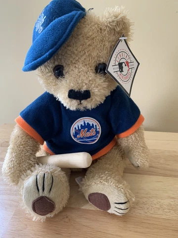 VTG New York Mets Stuffed Plush Teddy Bear with Wood Bat Good Stuff. 2002 Cover