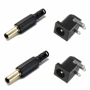 2Pairs 5.5x2.1mm DC Power Plug Jack + Square Sockets Outlet,CCTV LED Arduino Pi - Picture 1 of 3