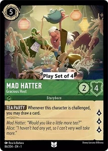 Mad Hatter - Gracious Host 86/204. Lorcana The First Chapter❇️Play set of 4❇️ - Foto 1 di 1