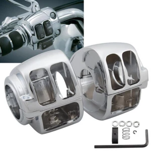 Chrome Switch Housing Covers For Harley Road King Sportster Dyna Softail 96-2011 - Imagen 1 de 15
